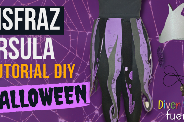 "Haz un disfraz de Ursula de la Sirenita en casa con nuestra plantilla descargable y materiales simples, ¡celebra Halloween con estilo gracias a Diversifuenla.es!"