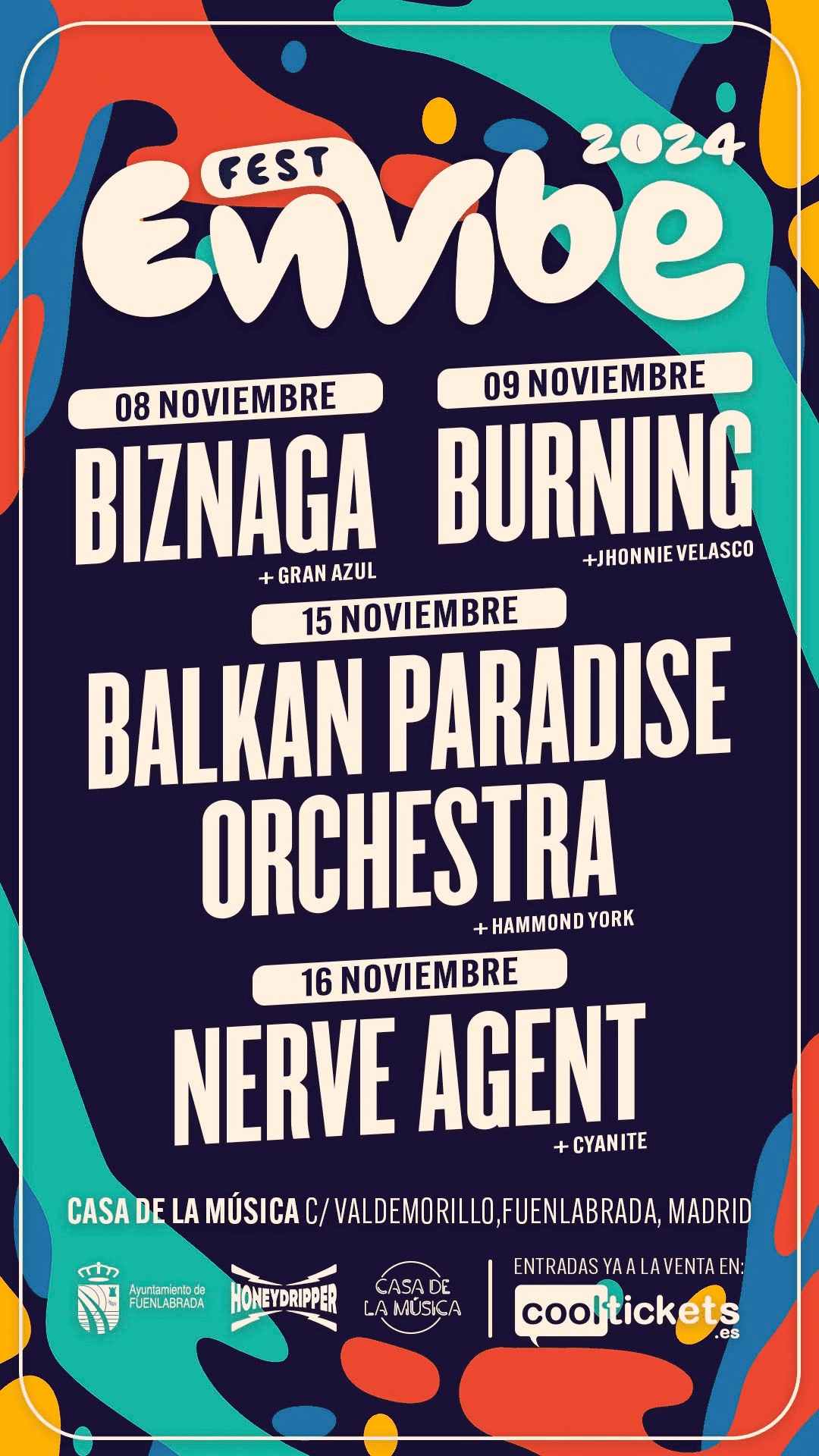 Envibe Fest llega a Fuenlabrada con un cartel variado, presentando bandas como Burning y Biznaga. Del 8 al 16 de noviembre, la Casa de la Música se llenará de rock, punk y sonidos globales