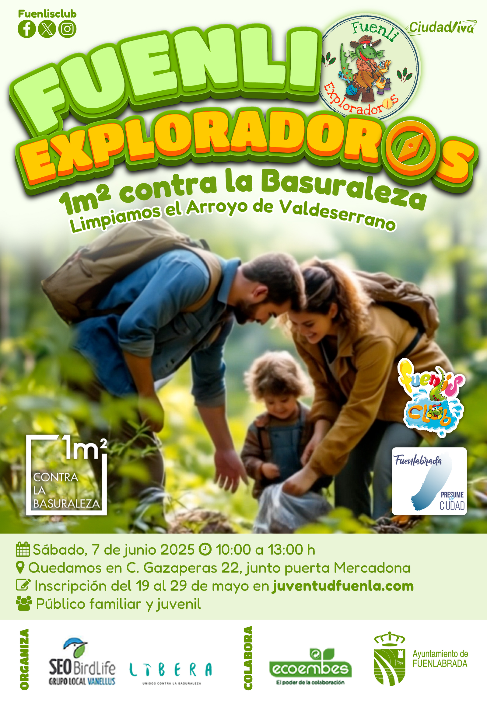 Jornada familiar para limpiar el arroyo de Valdeserrano: ‘Fuenliexploradores’ se une a la campaña ‘1m2 contra la Basuraleza’ Jornada familiar para limpiar el arroyo de Valdeserrano: ‘Fuenliexploradores’ se une a la campaña ‘1m2 contra la Basuraleza’