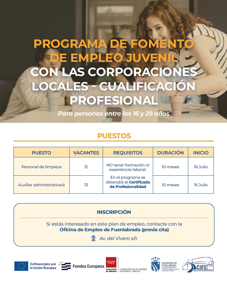 Fuenlabrada lanza un nuevo Plan de Empleo para jóvenes desempleados de entre 16 y 29 años Fuenlabrada lanza un nuevo Plan de Empleo para jóvenes desempleados de entre 16 y 29 años