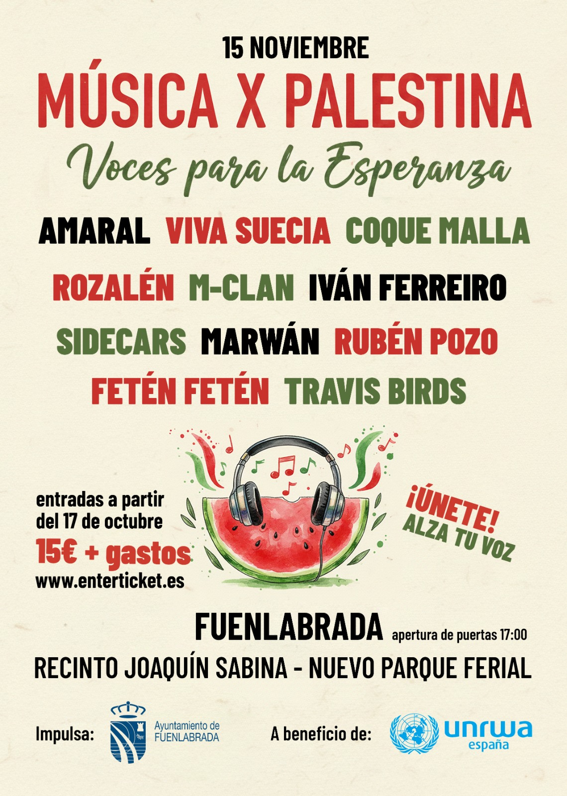 Amaral, Viva Suecia, Coque Malla y Sidecars se suman a “Música por Palestina” Amaral, Viva Suecia, Coque Malla y Sidecars se suman a “Música por Palestina”